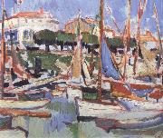Samuel John Peploe Boats at Royan painting